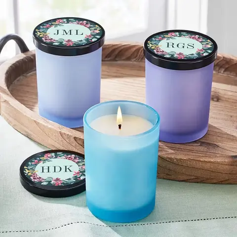 Monogrammed Floral Border Candle