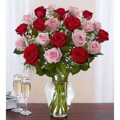 Ultimate Elegance Long Stem Pink & Red Roses