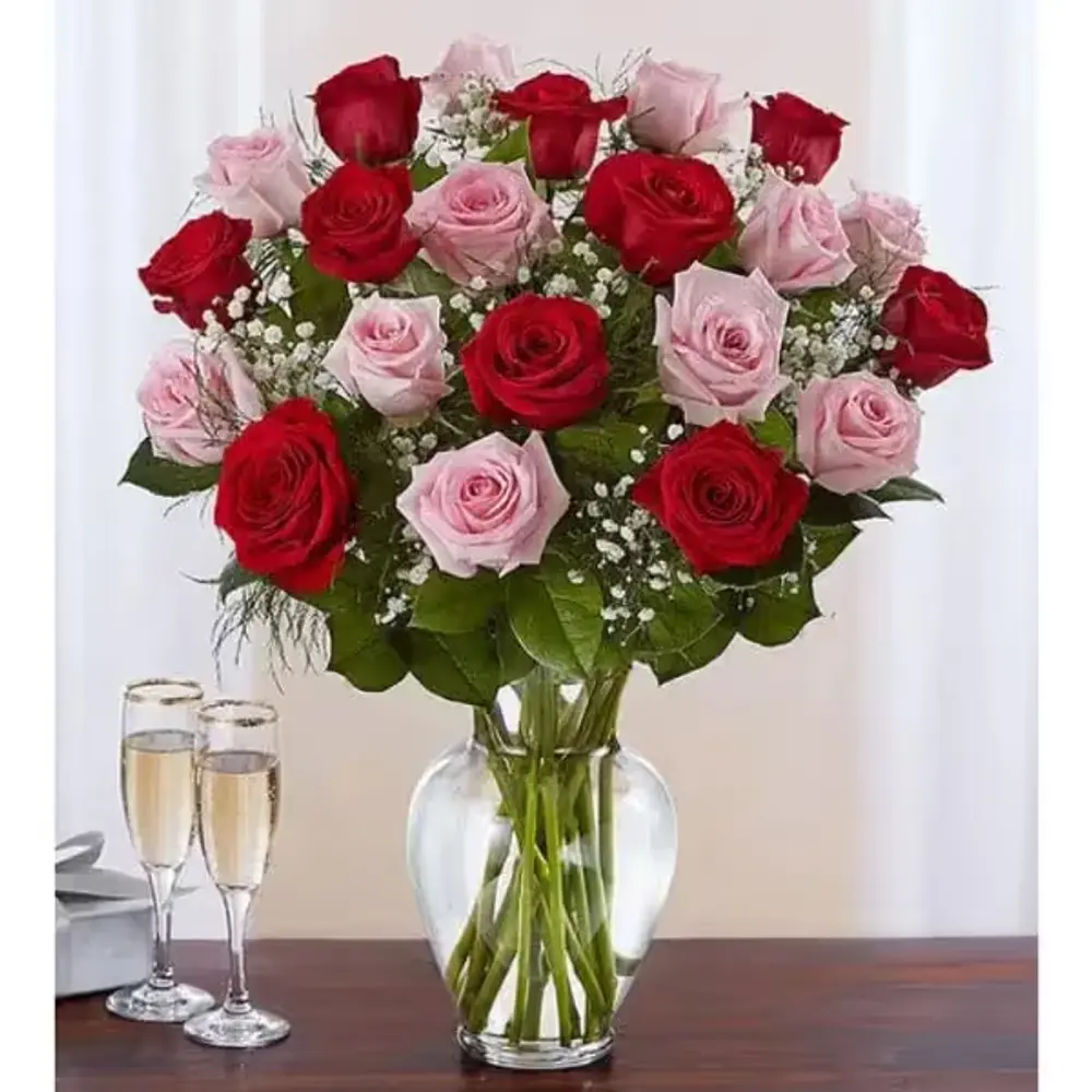 Ultimate Elegance Long Stem Pink & Red Roses