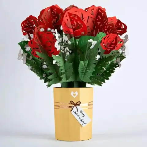 Pop-Up Paper Red Rose Bouquet