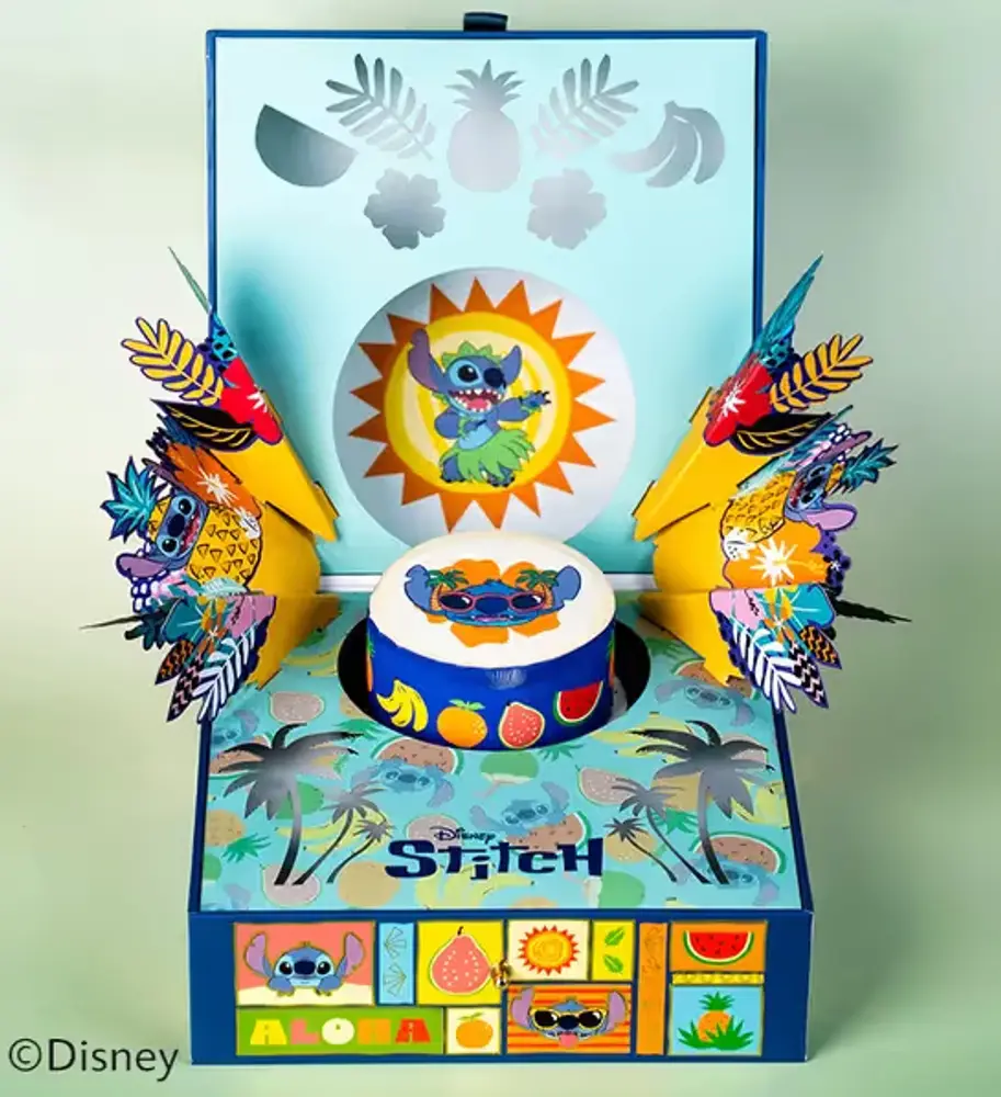 Disney Stitch Pop-Up Box with Pineapple Cake