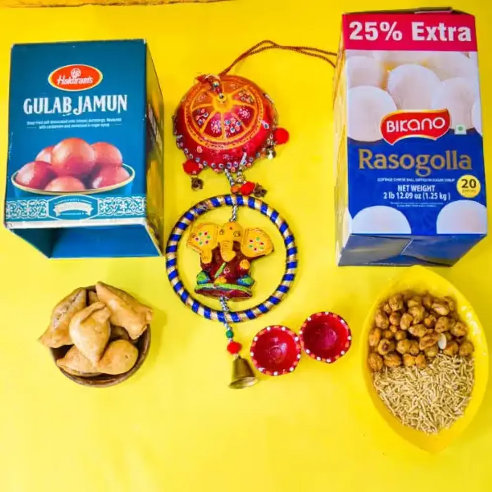 Hanging Ganesha with Namkeen & Sweets