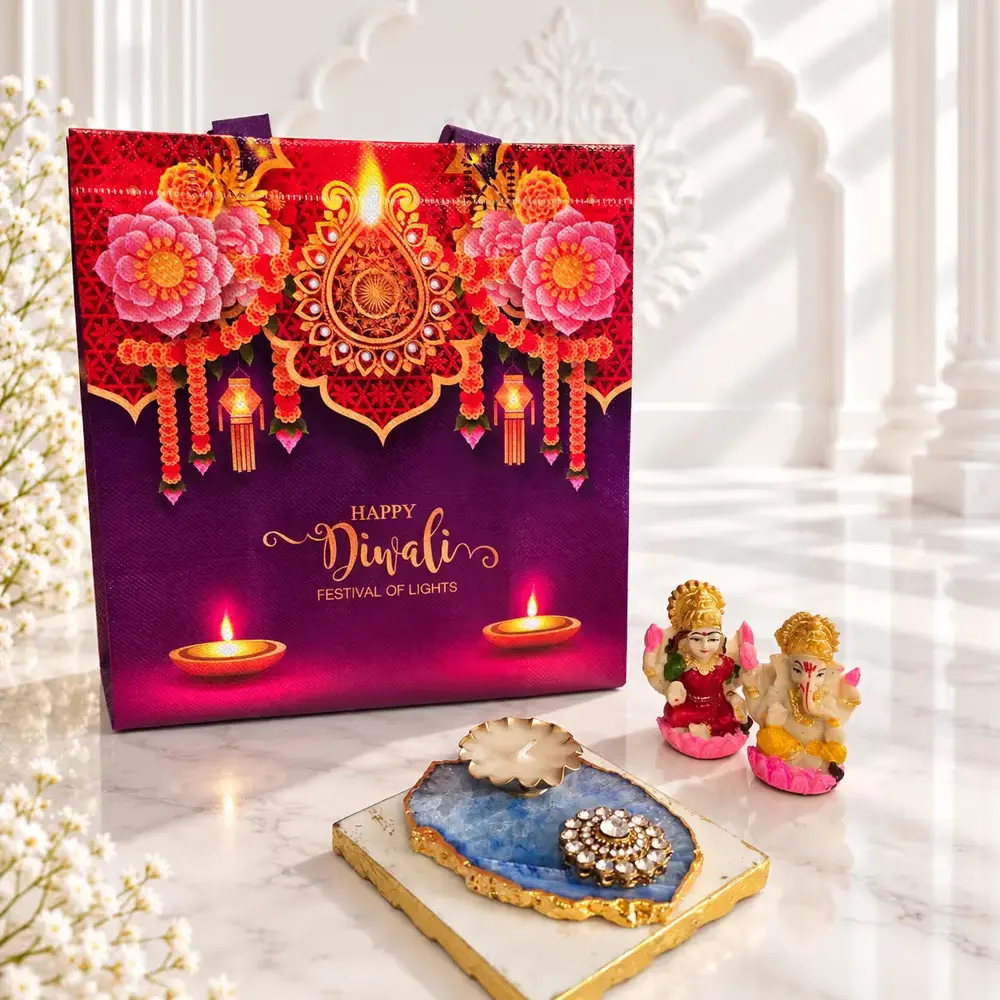 Laxmi Ganesha, Diya & Tray Gift Bag