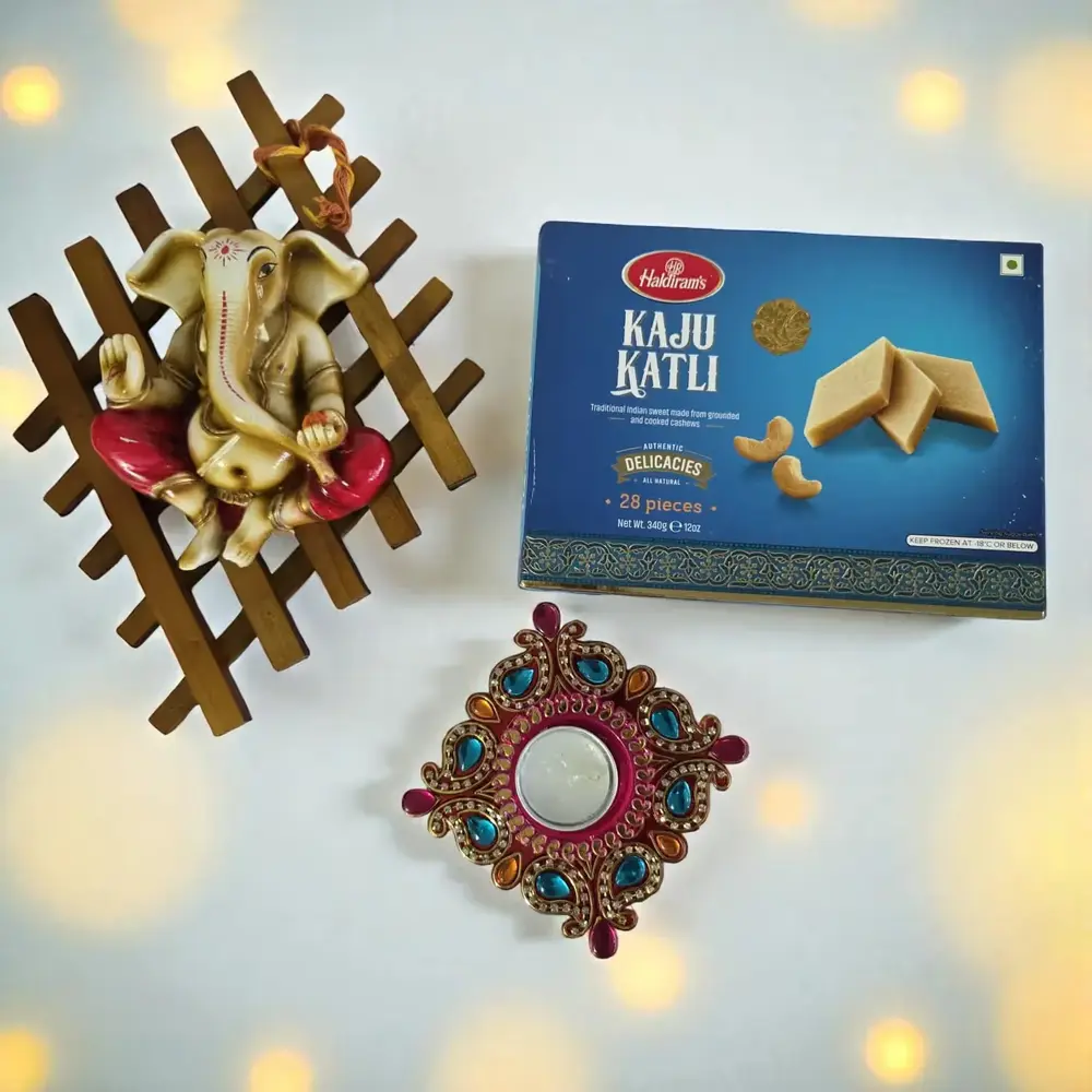 Ganesha Wall Decor, Candle & Kaju