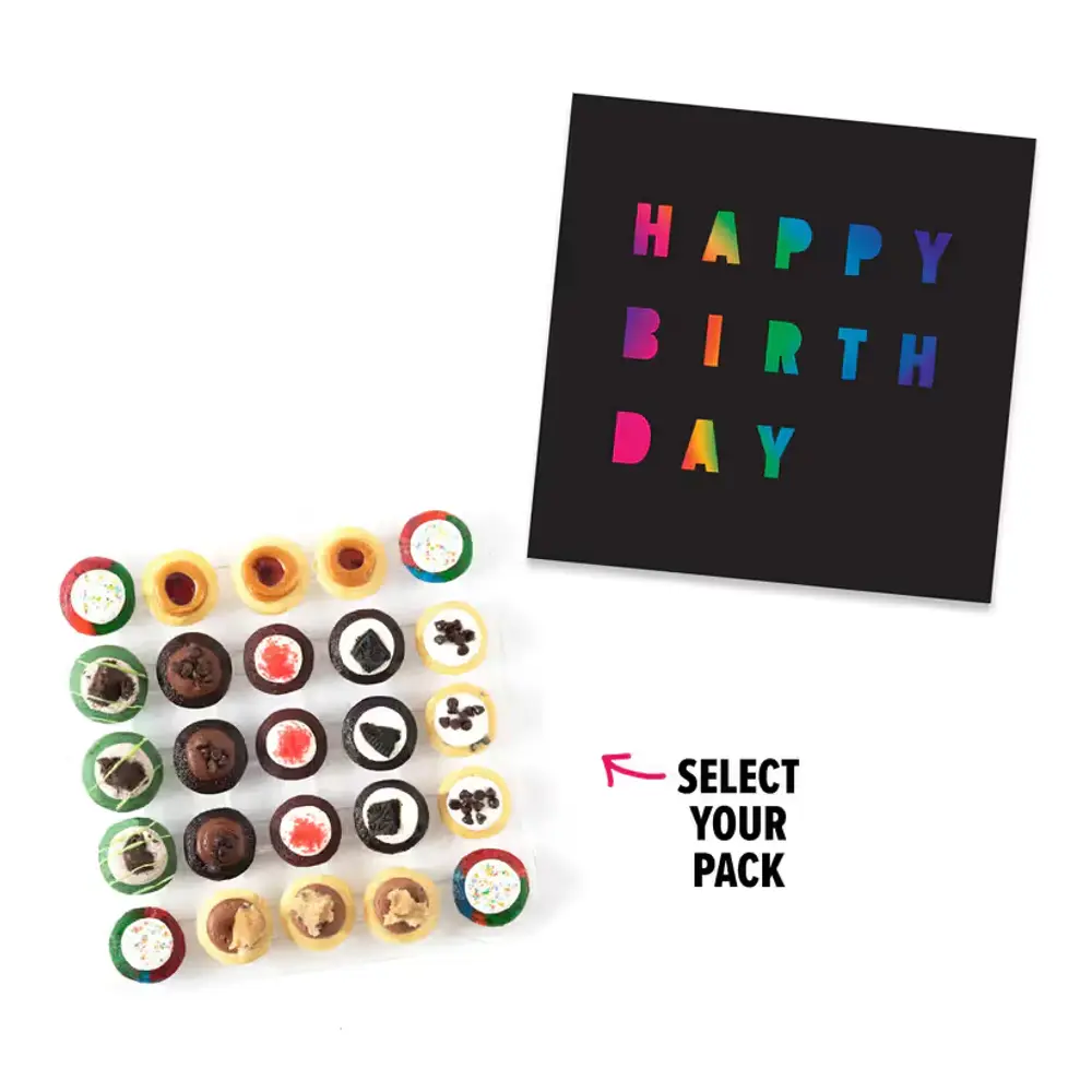 Midnight Birthday Box, 25 Bite-Size Cupcakes