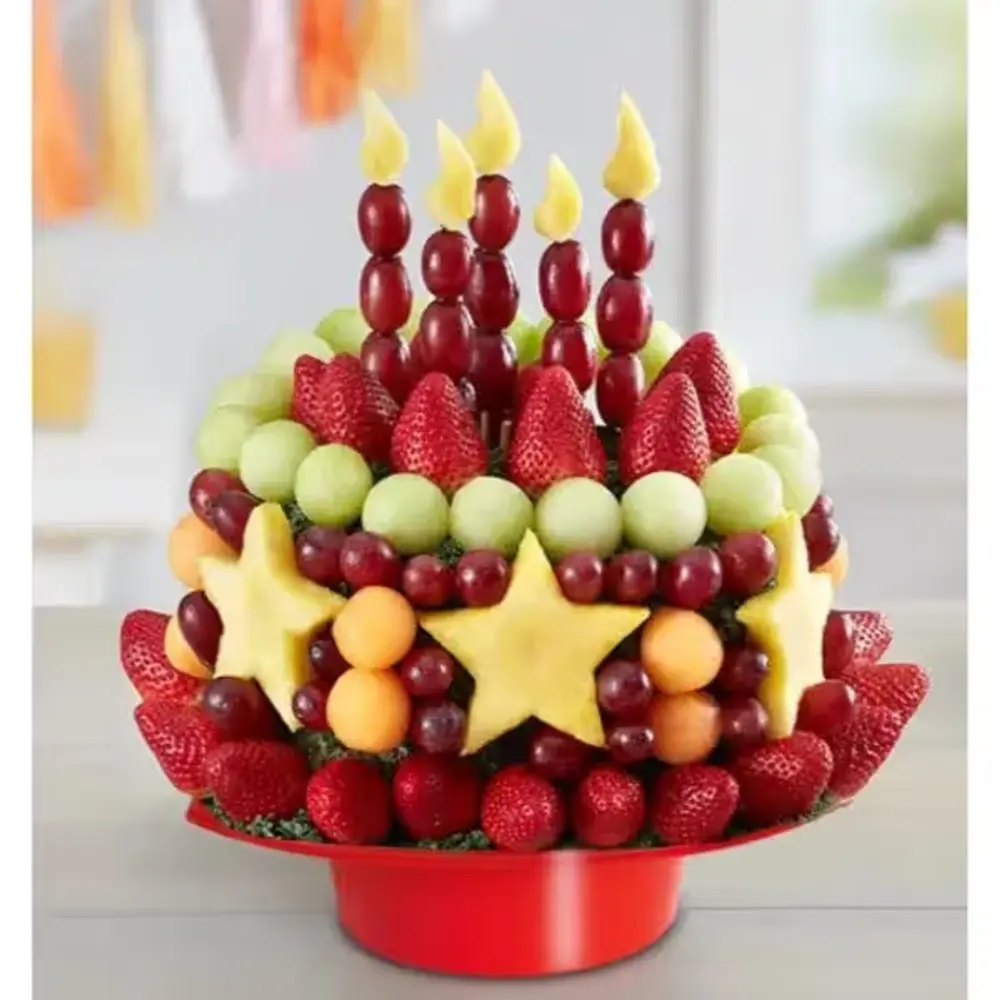 Fresh Fruit Celebration Cake Arrangement