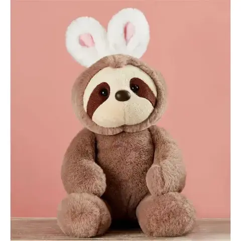 Plush Easter Sloth with Bunny Ears