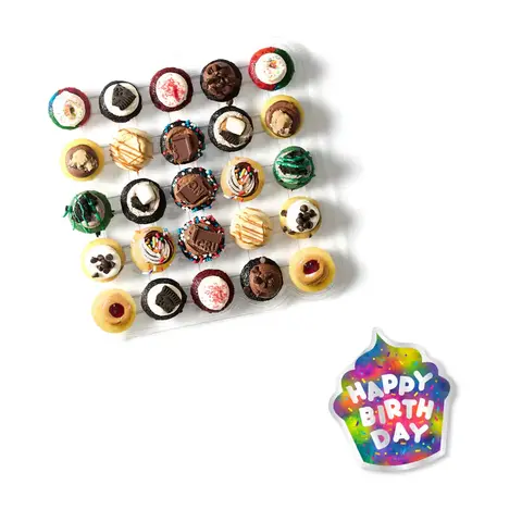25 Bite-Size Birthday Cupcakes & Card