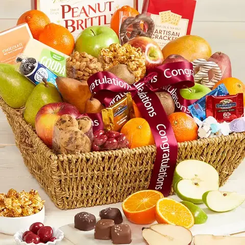 Congratulations Fruit & Sweets Basket