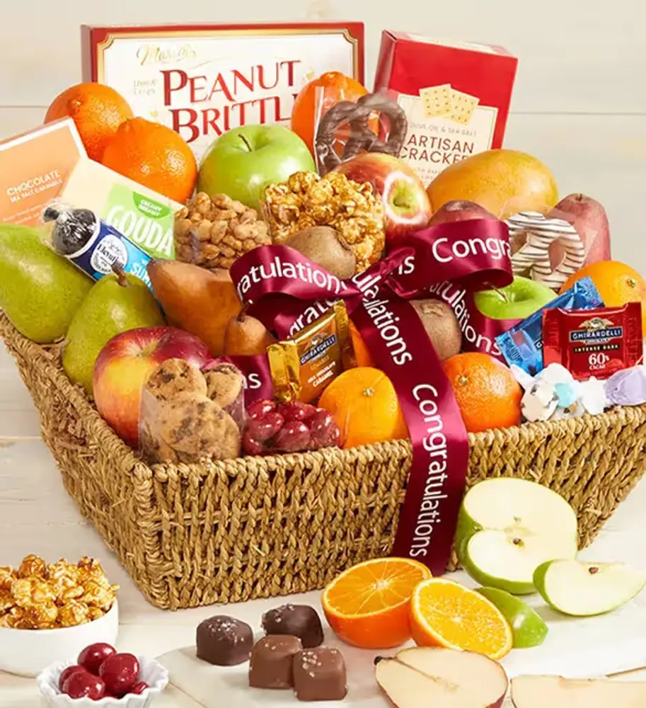 Congratulations Fruit & Sweets Basket