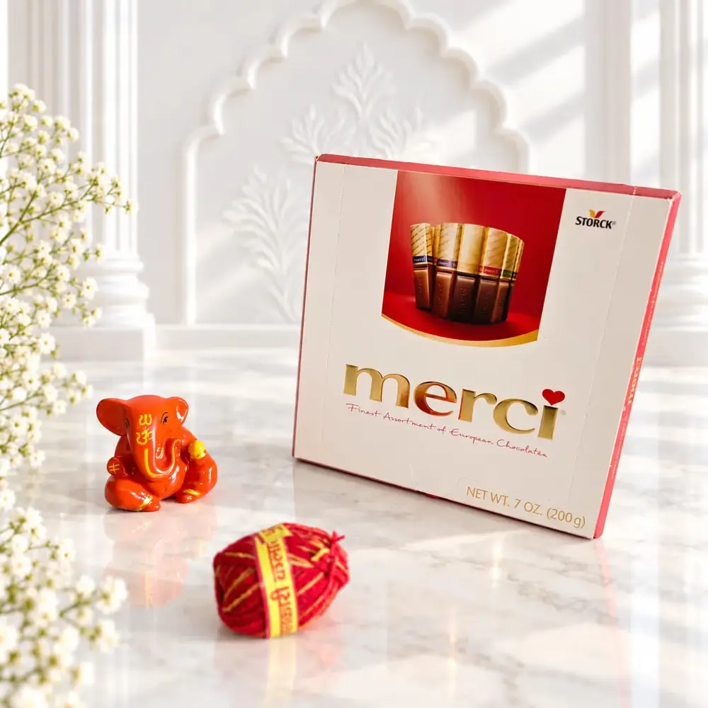 Ganesha Idol & Merci Chocolates Box
