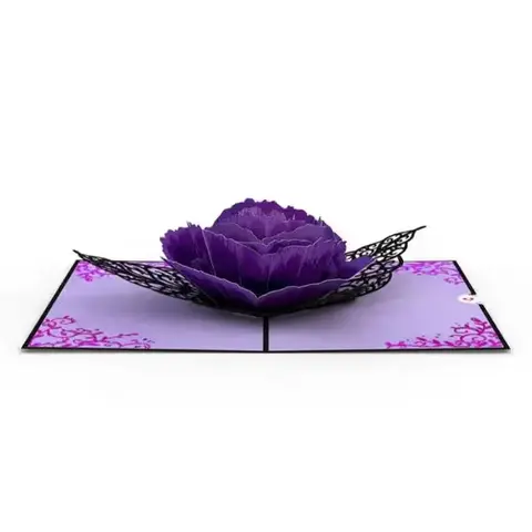Ornate Purple Rose Pop-Up Card
