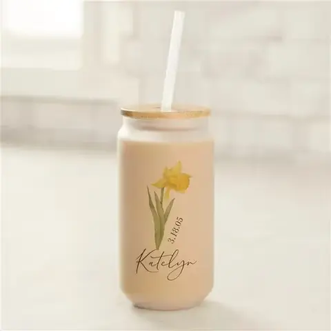 Personalized Birth Flower Iced Coffee Tumbler