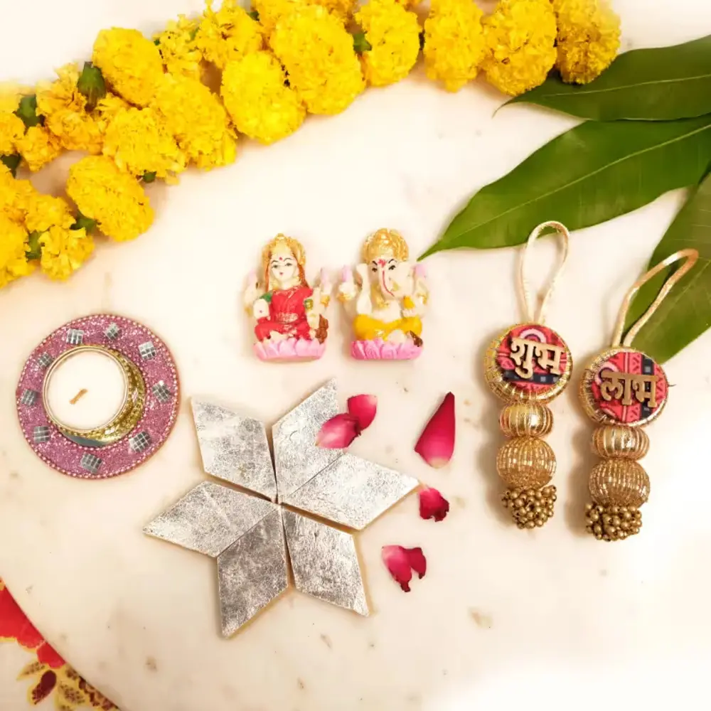 Laxmi Ganesha, Kaju Katli & Wall Hangings