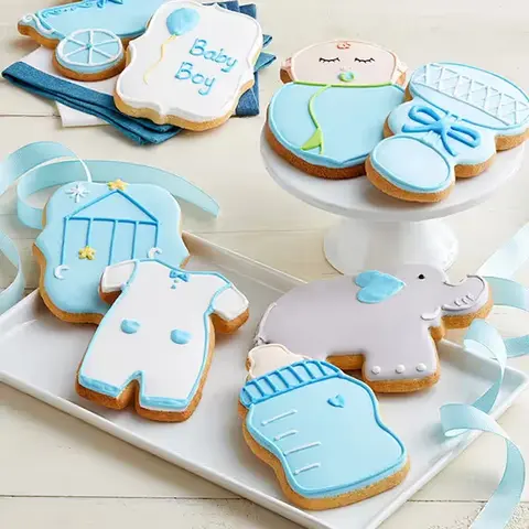 Welcome Baby Boy Iced Butter Cookies