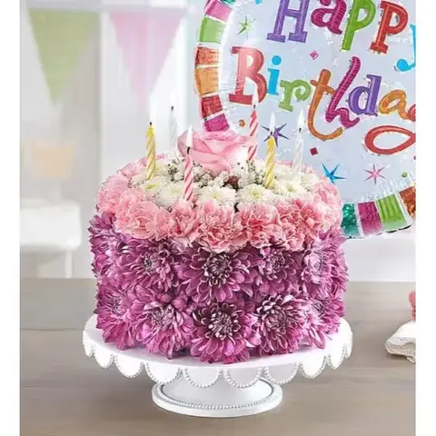 Pastel Birthday Flower Cake Arrangement