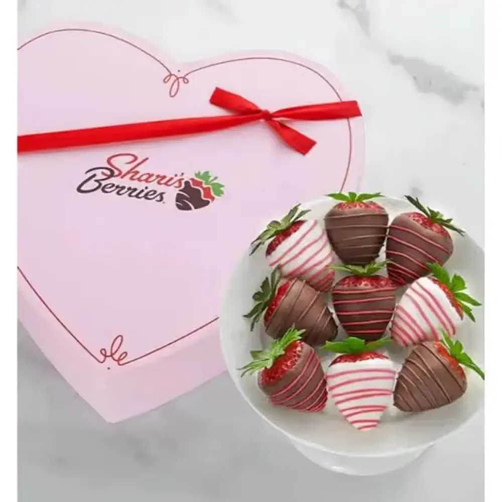Romantic Dipped Strawberries in Heart Box