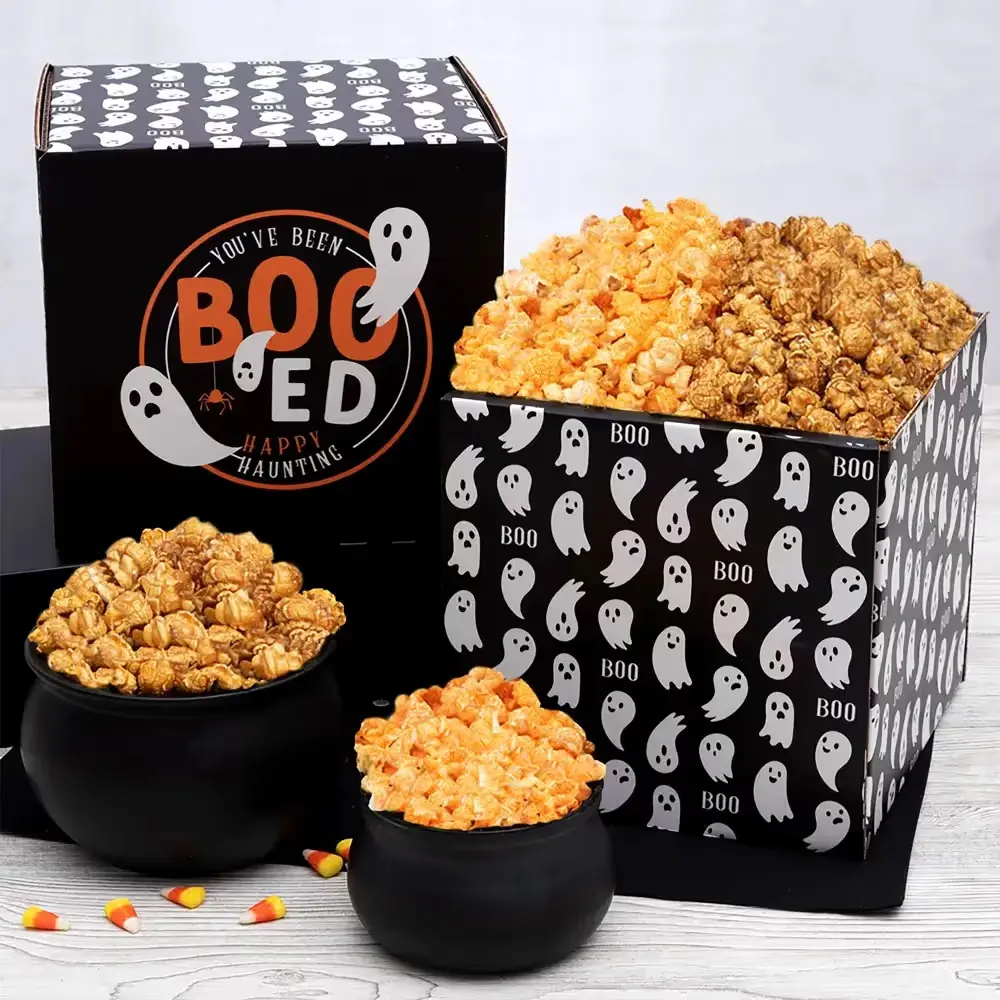 Halloween Cheddar & Caramel Popcorn Duo