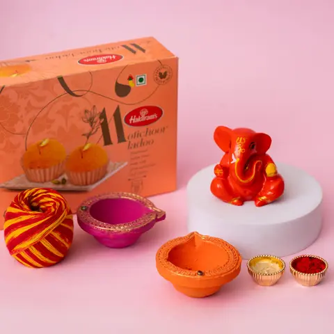 Bhai Dooj Laddoo, Ganesha & Diyas
