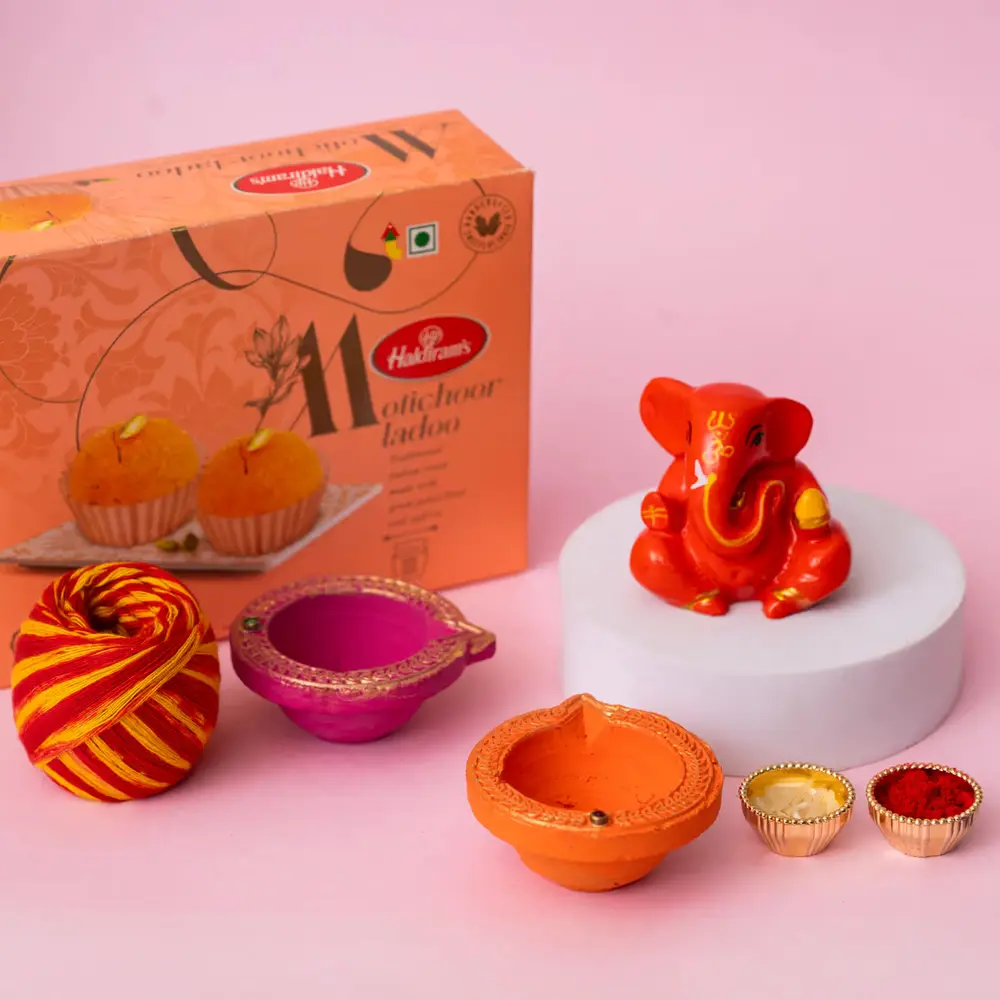 Bhai Dooj Laddoo, Ganesha & Diyas