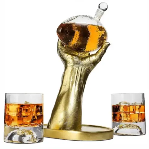 Football Decanter & Two Football Glasses