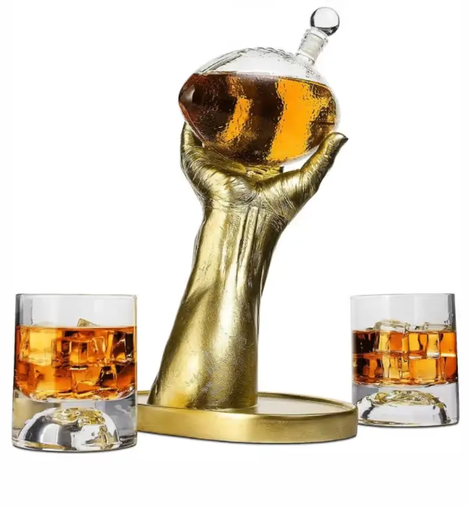 Football Decanter & Two Football Glasses