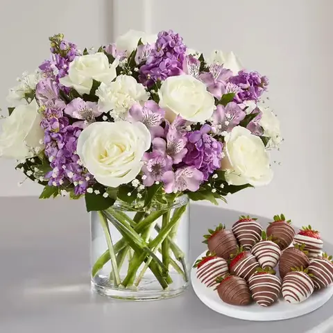 Lavender Bliss Bouquet & Dipped Strawberries