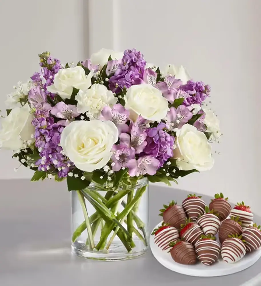 Lavender Bliss Bouquet & Dipped Strawberries