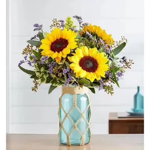 Sunflower Sunshine Macramé Jar Bouquet