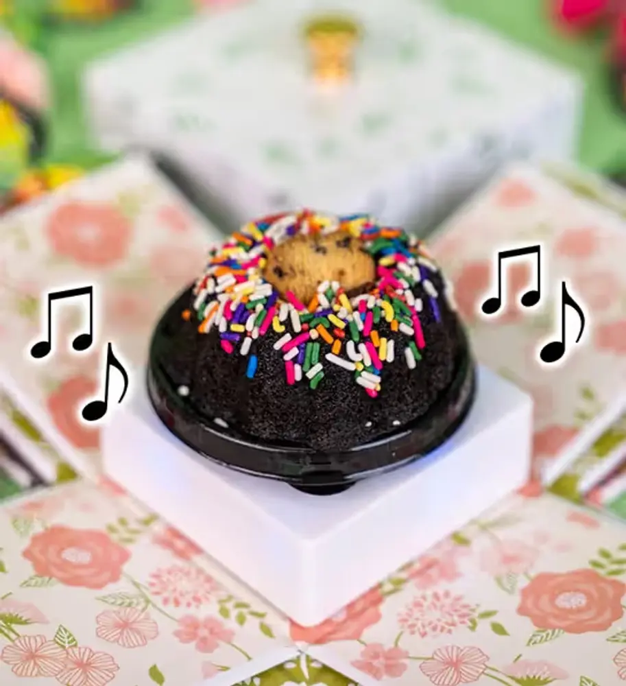 Chocolate Cake Blossom Box with Celebration Music