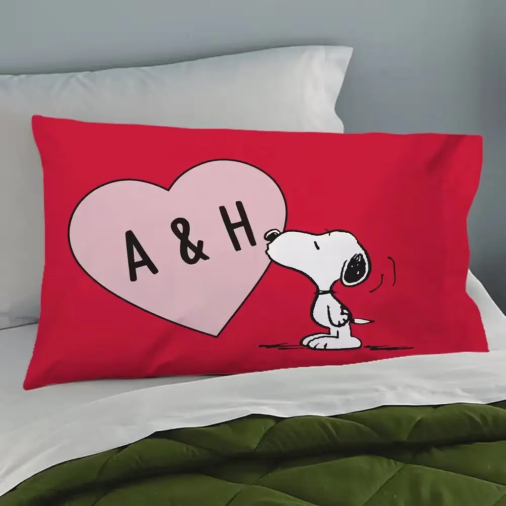 Snoopy Heart Initials Pillow Cover