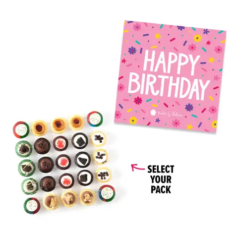 Pink Birthday Box, 25 Bite-Size Cupcakes