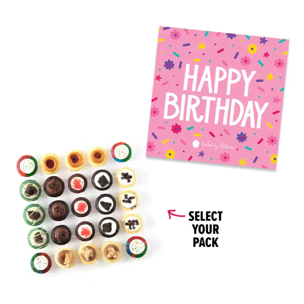 Pink Birthday Box, 25 Bite-Size Cupcakes