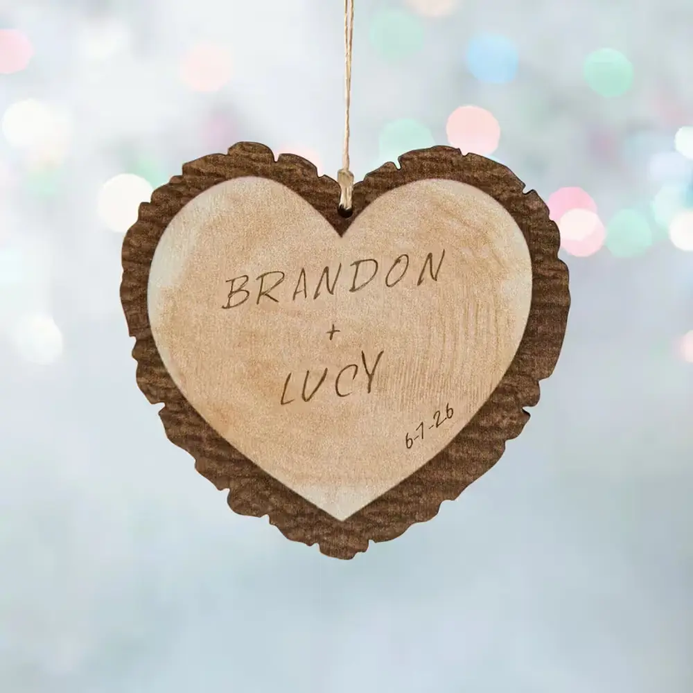 Personalized Names Wood Heart Ornament