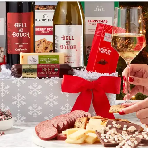 Holly Jolly Wine & Treats Basket