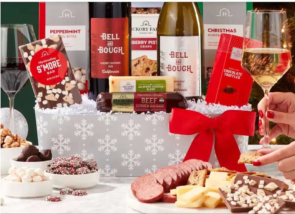 Holly Jolly Wine & Treats Basket