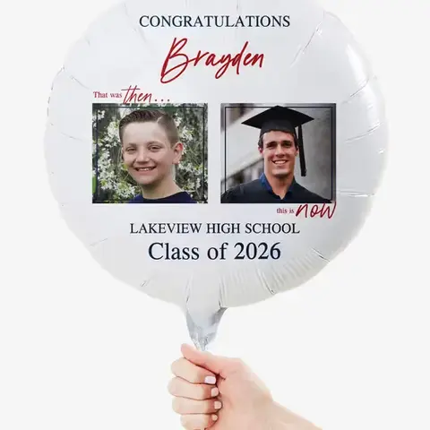 Personalized Then & Now Graduation Balloon