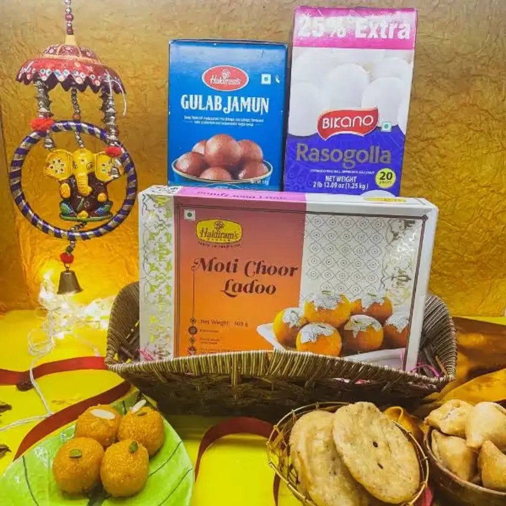 Hanging Ganesha with Sweets & Snacks
