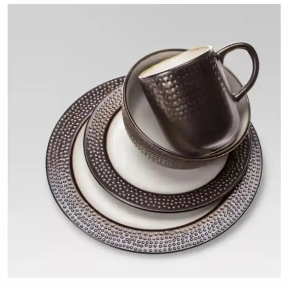 16-Piece Brown Ceramic Dinnerware Set
