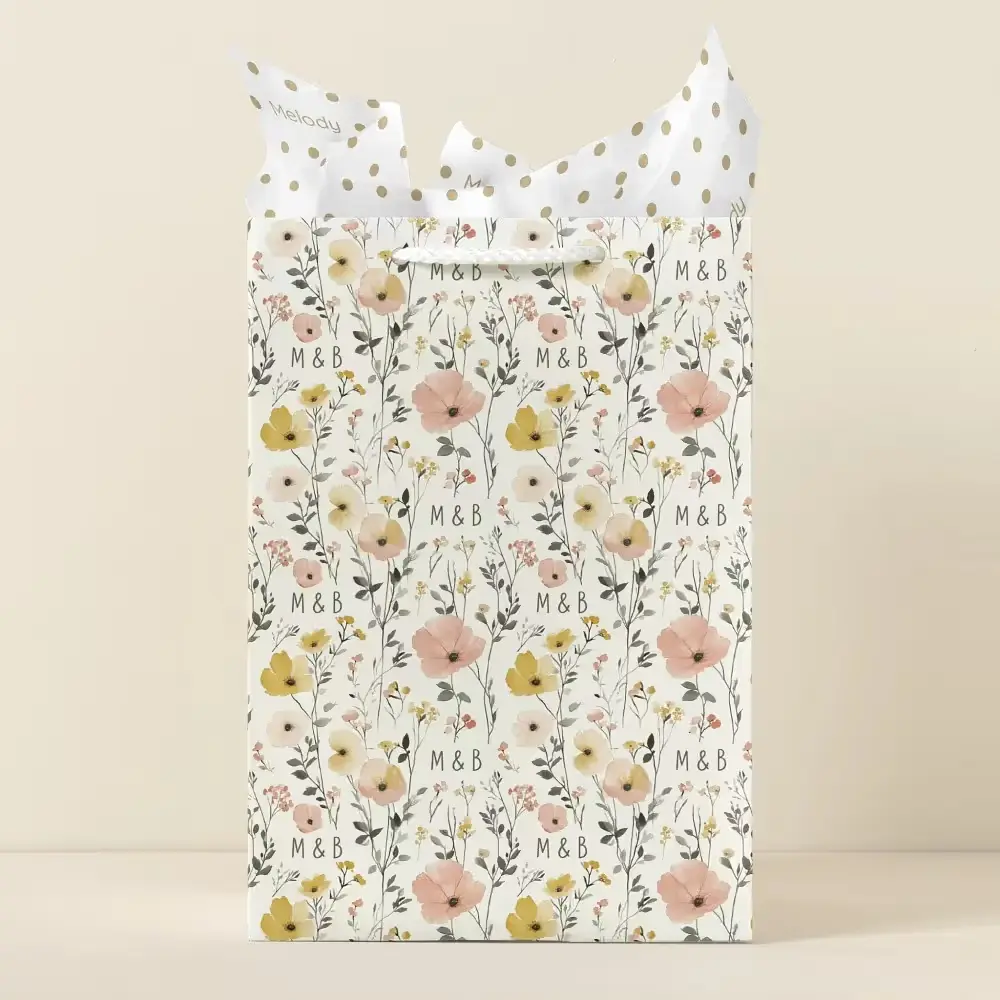 Personalized Floral Wedding Gift Bag