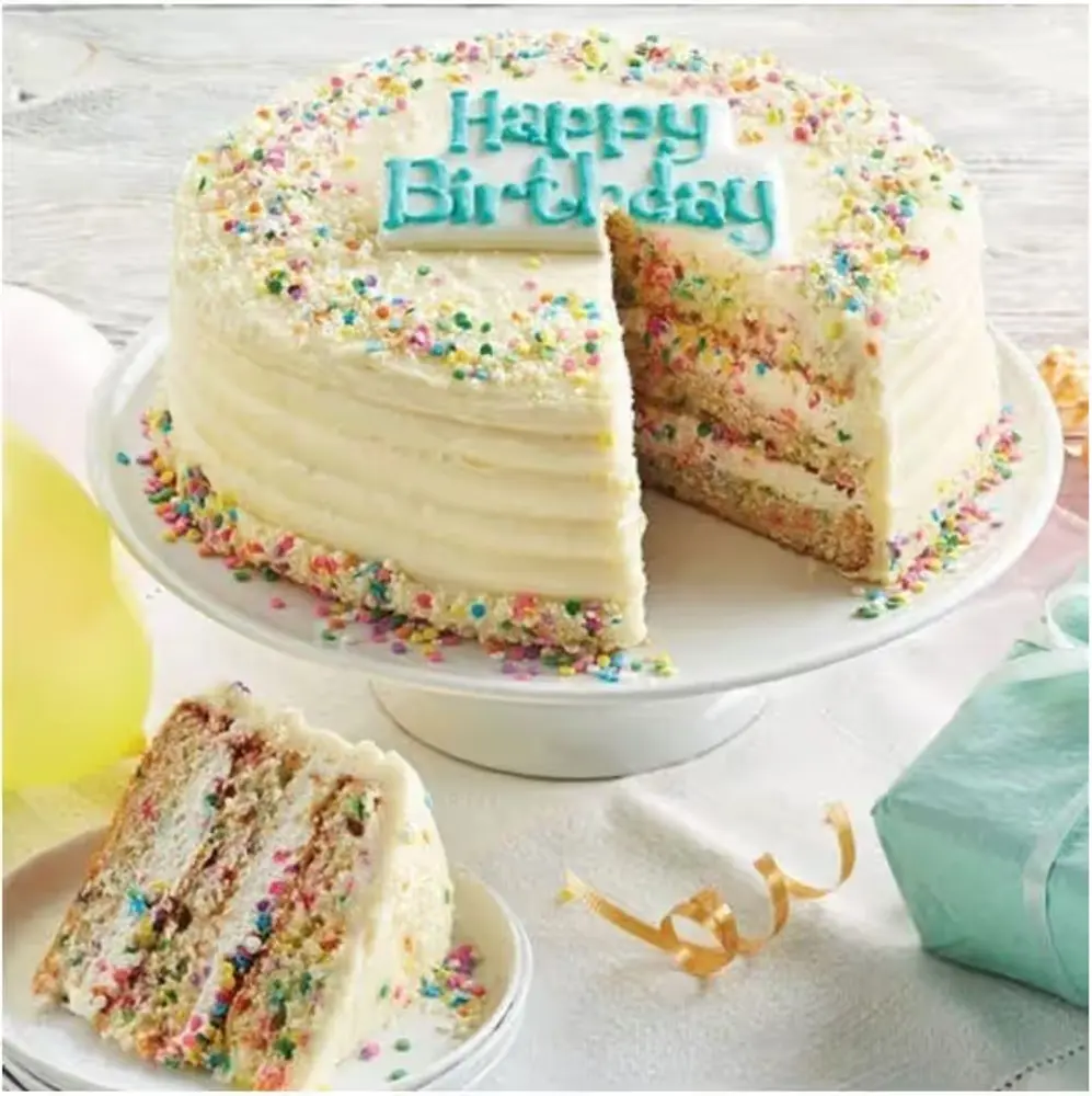 Three-Layer Confetti Birthday Cake