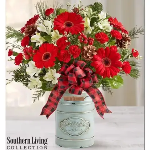 Rustic Christmas Milk Jug Bouquet