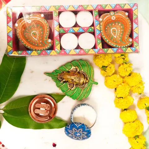 Diya Set & Ganesha Wall Decor