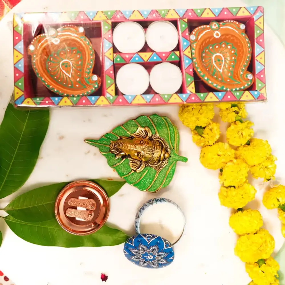 Diya Set & Ganesha Wall Decor