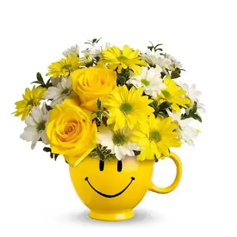 Be Happy Smiley Mug Bouquet