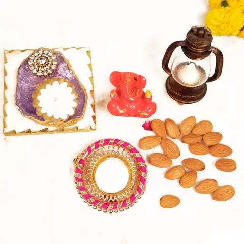 Ganesha Idol, Lantern, Diyas & Almonds