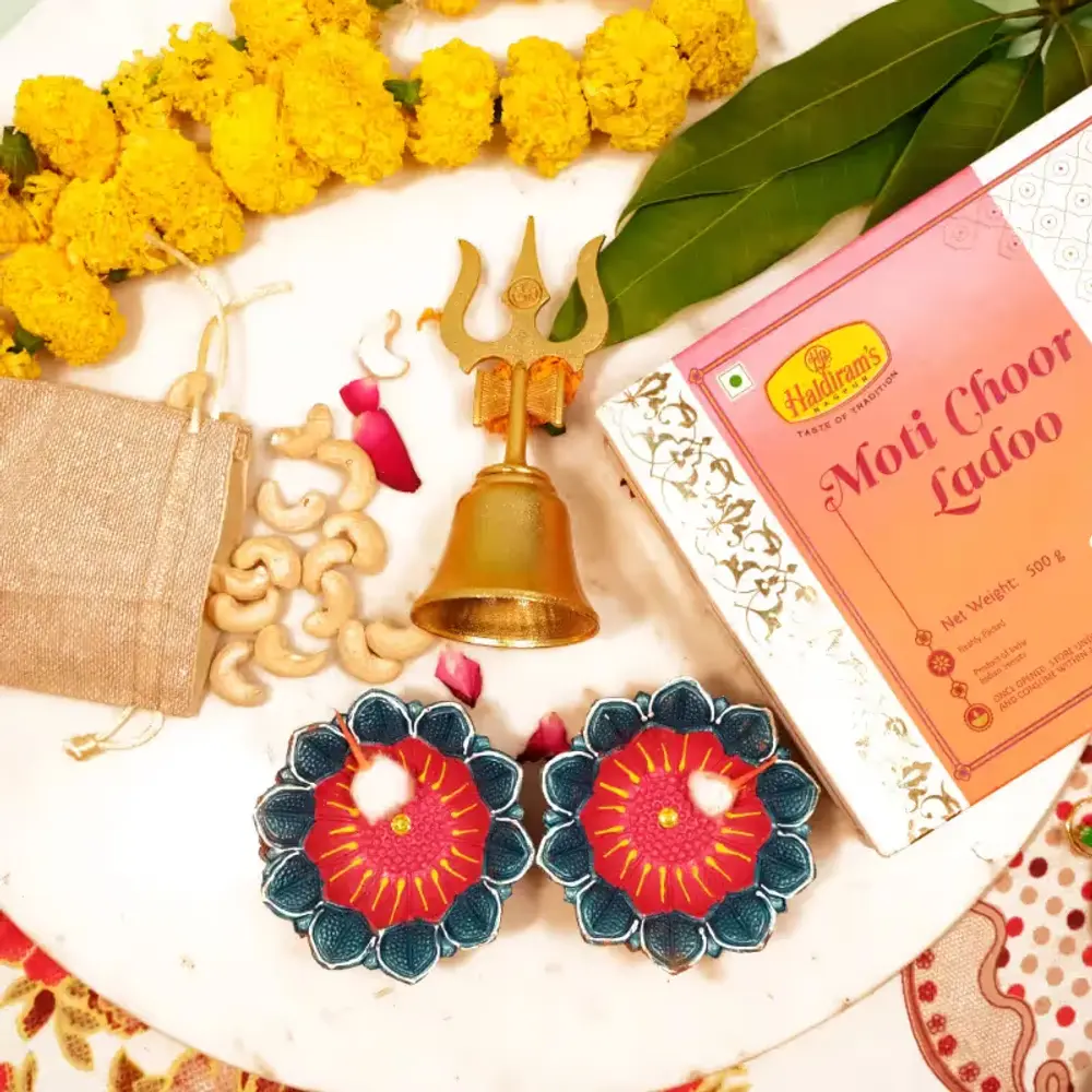 Pooja Bell, Laddoo, Diyas & Cashews
