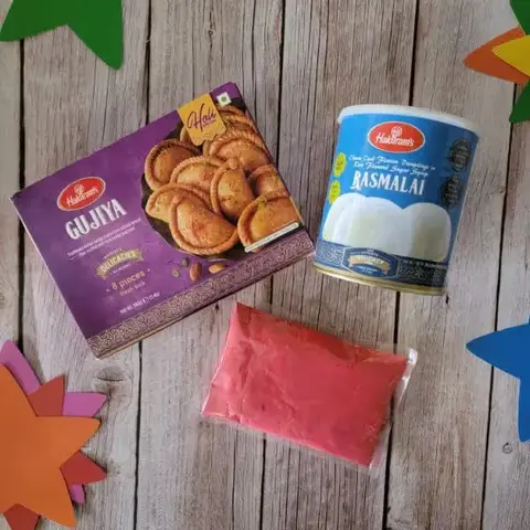 Gujiya, Rasmalai & Gulal