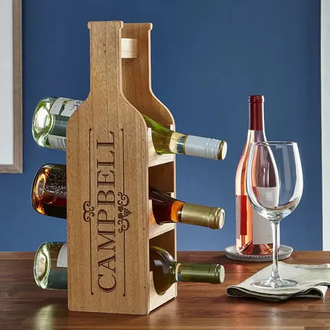 Personalized Wood Wine Bottle Display