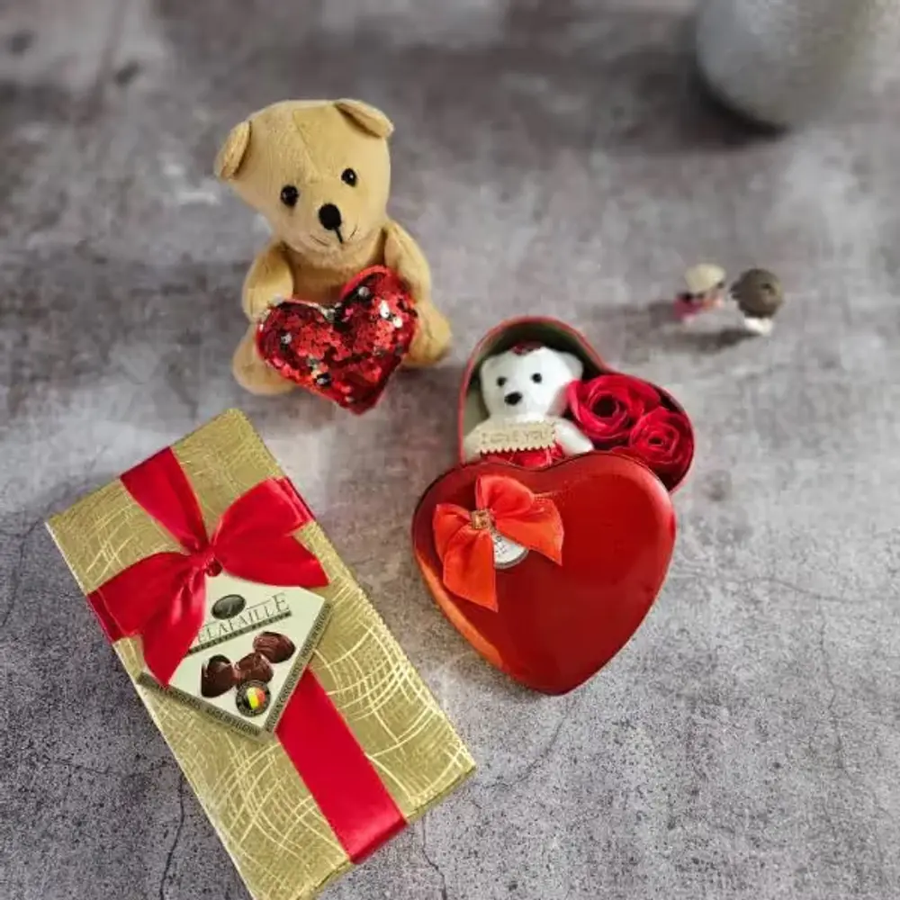 Teddy, Bear & Rose Box & Ornament